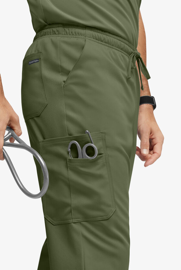 Advantage STRETCH Men's 6-Pocket Cargo Scrub Pants - Light Olive - 2