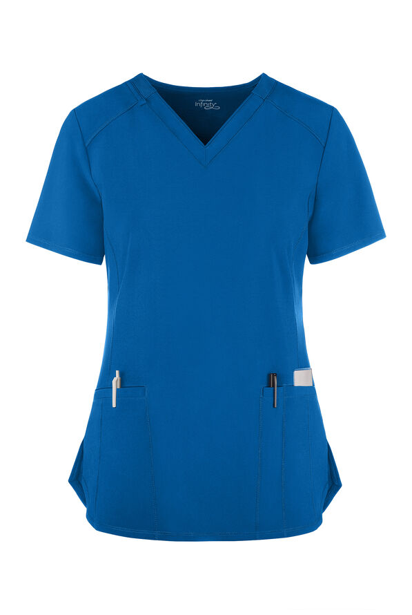 Infinity Women's 2-Pocket STRETCH V-Neck Scrub Top - Royal - 1