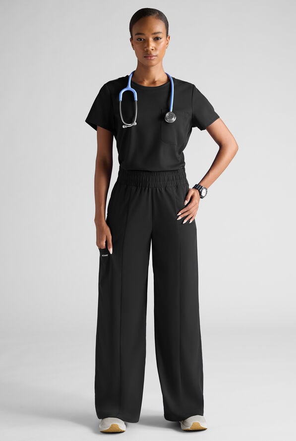 Pantal&oacute;n m&eacute;dico Grey's Anatomy&trade; by Barco Spandex Emerson STRETCH de tiro alto con piernas anchas y 5 bolsillos para mujer - Black - 6