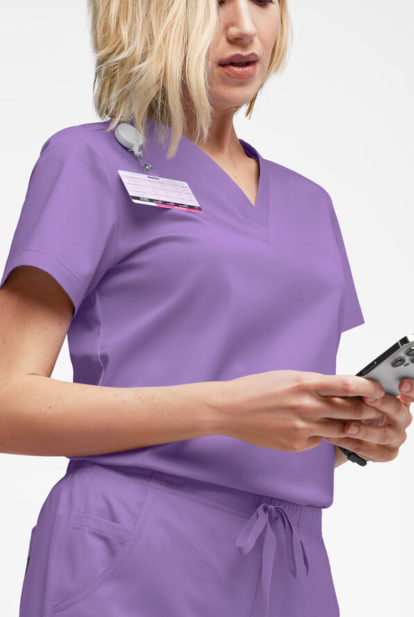 Butter-Soft STRETCH Women's V-Neck Tuck In Top - Ultraviolet Light - 2