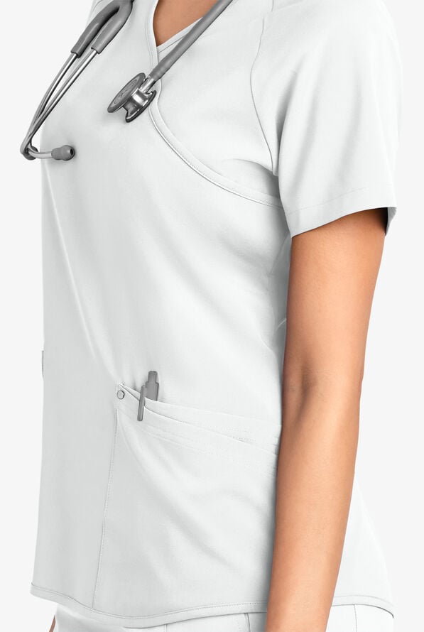 Easy STRETCH Cara Women's 4-Pocket Raglan Scrub Top - White - 5