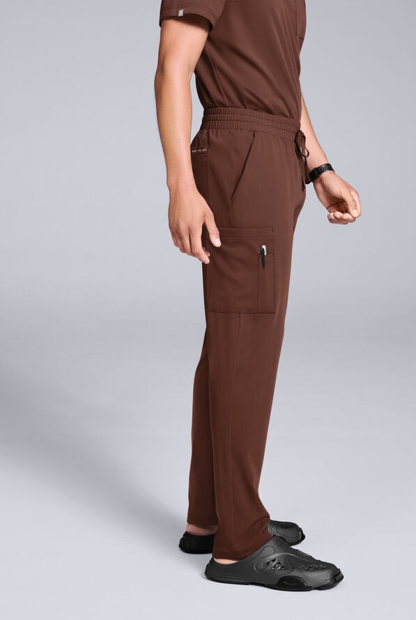 Hypothesis S-R Shift Ready Men's 8-Pocket Straight Leg Cargo Scrub Pant - Bitter Chocolate - 4