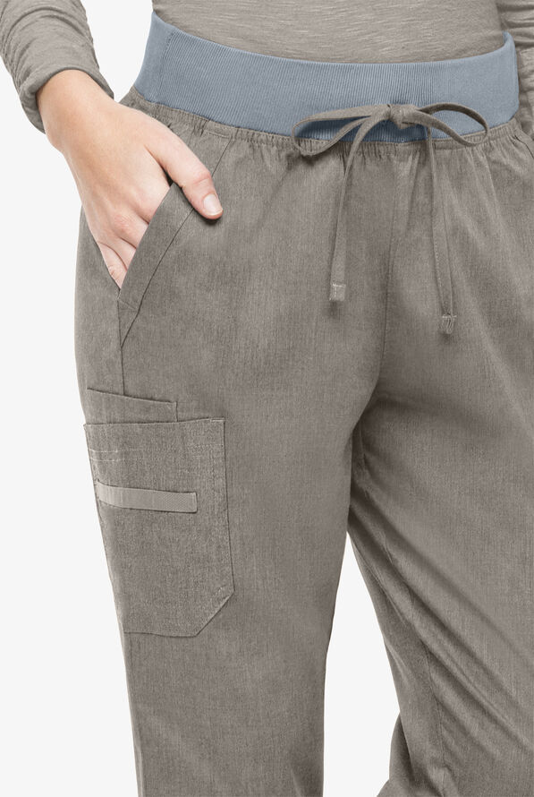 Pantalón médico UA Butter-Soft STRETCH tall estilo cargo jogger con 4 bolsillos para mujer - Heather Grey - 2