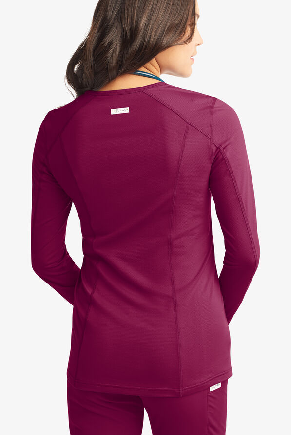 Camiseta médica ReSurge Jade con mangas largas para mujer - Wine - 3