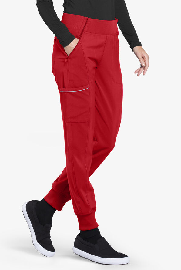 Infinity Women's 5-Pocket STRETCH Tapered Jogger Cargo Scrub Pants - Red - 3