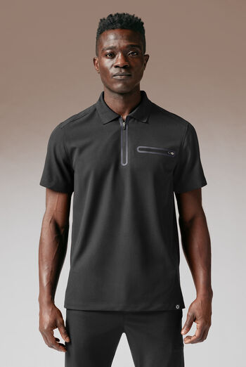Hypothesis Alpha System Men’s 1-Pocket Zip Neck Polo With Tonal Trim Scrub Top
