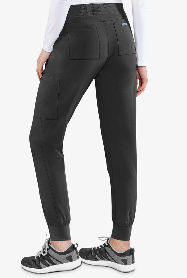 Med Couture Energy Women's 7-Pocket STRETCH Elastic Waist Cargo Jogger Scrub Pants - Black - 2