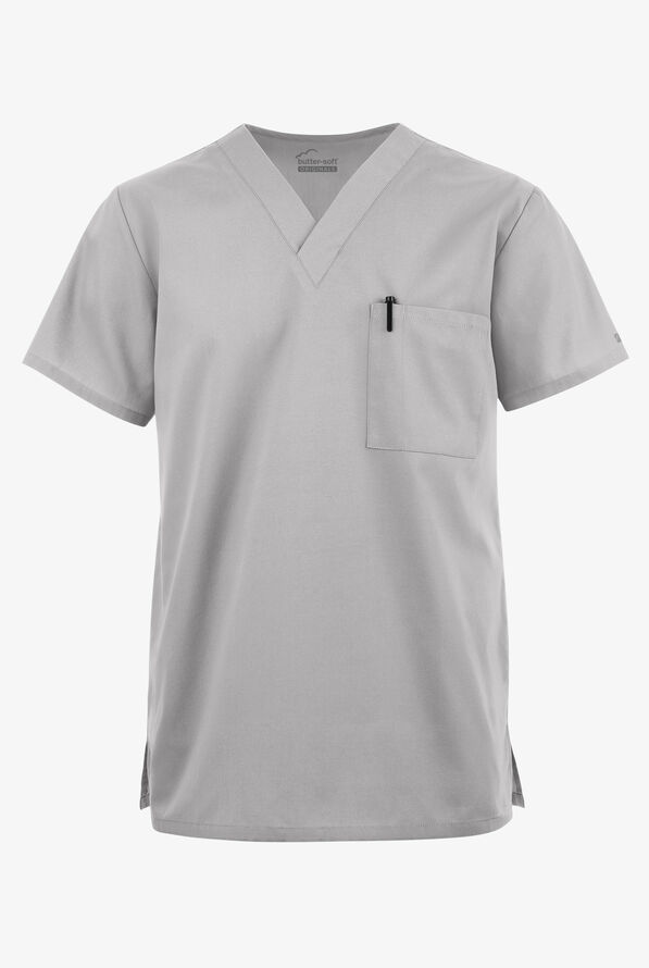Blusa médica unisx Butter-Soft Originals con cuello en V y 2 bolsillos - Silver - 1