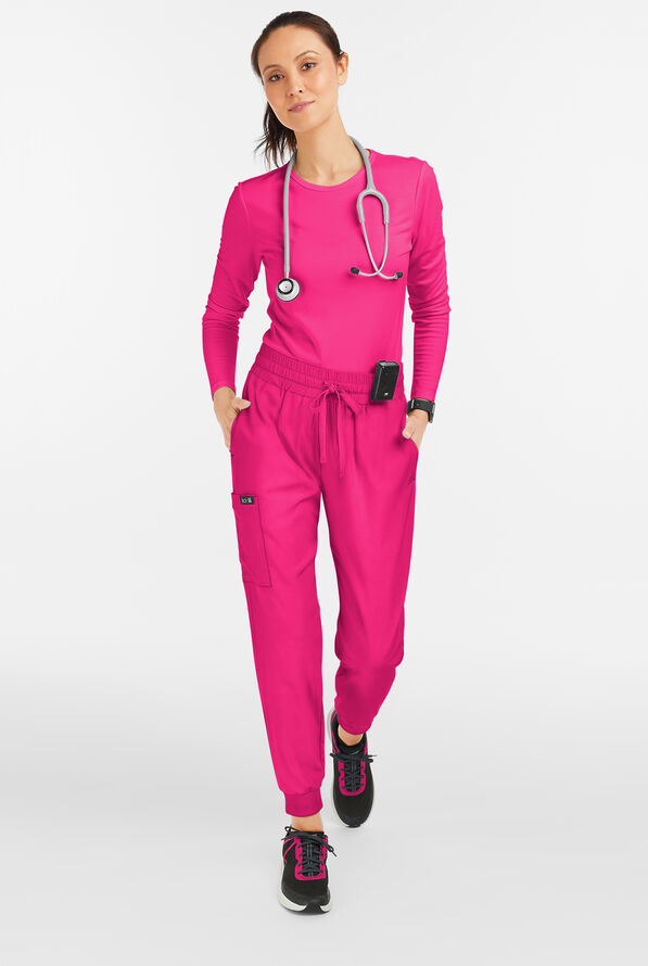 koi Basics Gemma Women's 5-Pocket STRETCH Cargo Jogger Scrub Pants - Flamingo - 4