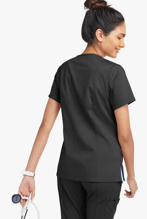 Blusa m&eacute;dica UA Butter-Soft STRETCH con tapeta con ribete deportivo y 6 bolsillos para mujer - Black - 4