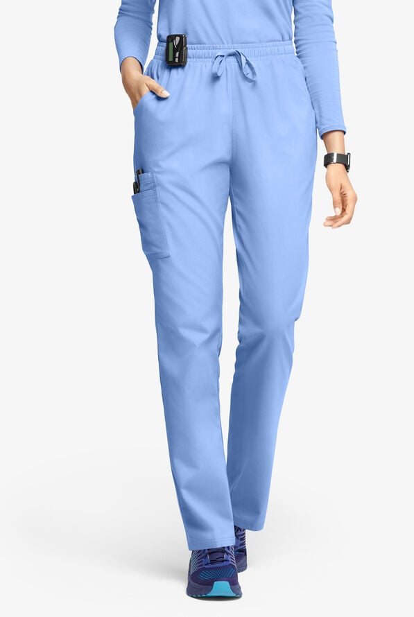 Butter-Soft Originals Women's 8-Pocket Natural Waist Straight Leg Cargo Scrub Pants - Ceil Blue - 1