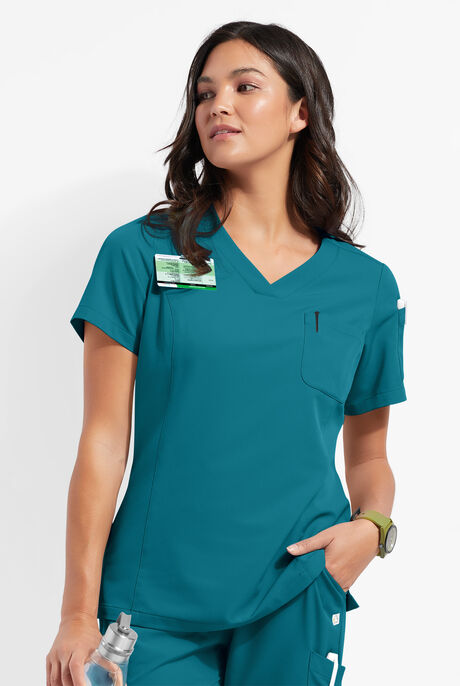 Blusa médica ReSurge Diamond con cuello en V y 3 bolsillos para mujer