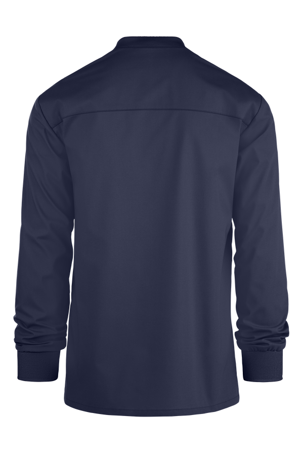 Cherokee Workwear Professionals Men's 3-Pocket STRETCH Snap Front Scrub Jacket - Navy - 2