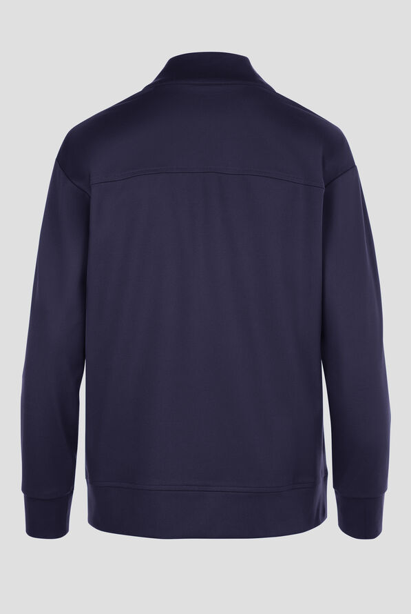 Cherokee Achieve Women's 2-Pocket STRETCH Zip Front Collar Knit Scrub Jacket - Navy - 2