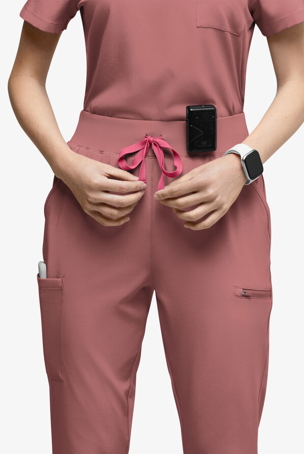 Easy STRETCH Olivia Women's 7-Pocket Slim Leg Jogger Scrub Pants - Soft Chestnut - 3