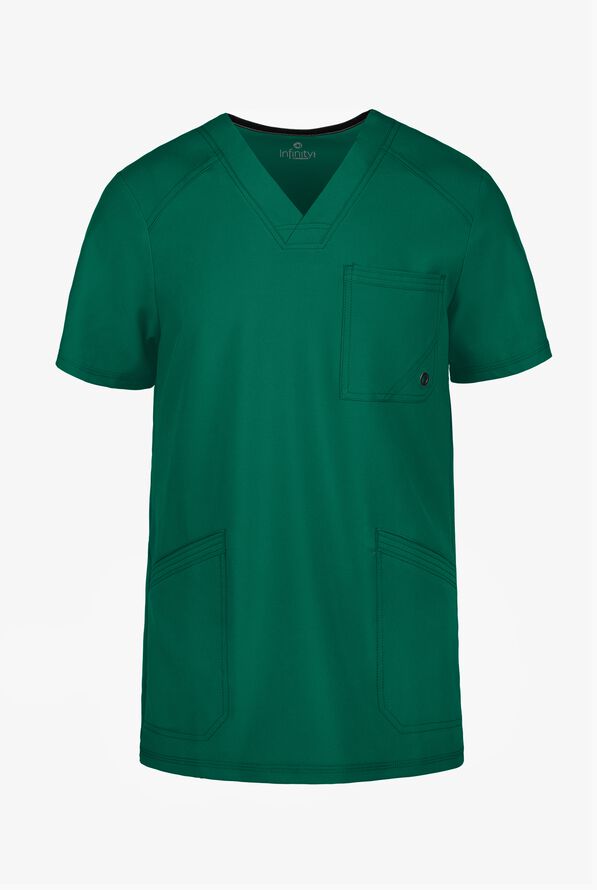 Camisa m&eacute;dica Cherokee Infinity con 2 bolsillos y paneles laterales de tejido para hombre  - Hunter - 1