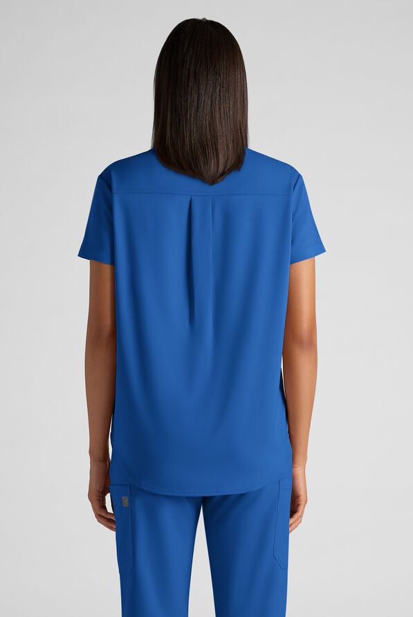 Butter-Soft STRETCH FLXTEK+ Women's 2-Pocket Oversized Henley Scrub Top - Royal - 2