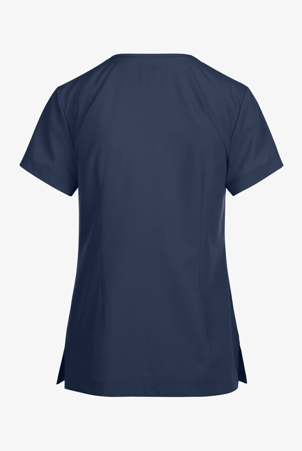 Planet koi Enik Women's 2-Pocket STRETCH Rouched V-Neck Scrub Top - Navy - 2