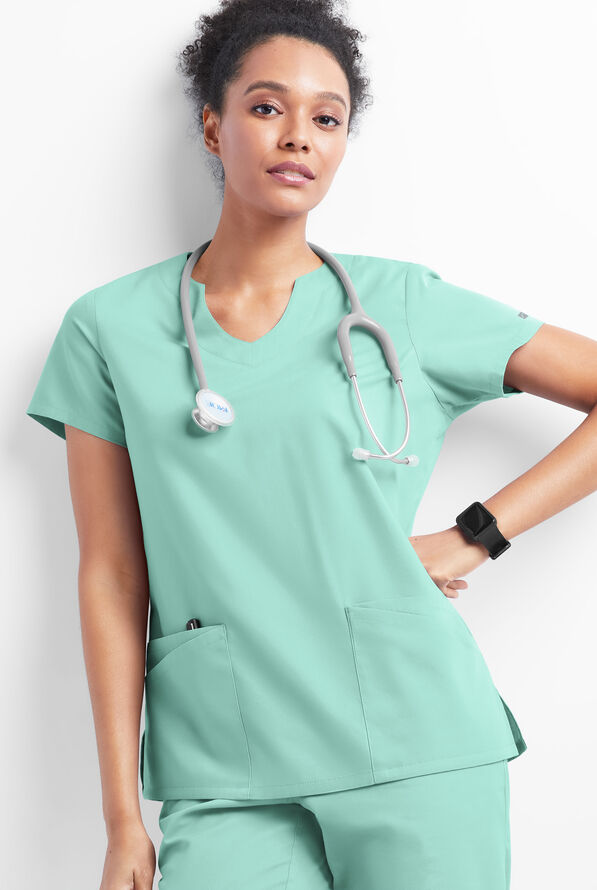 Butter-Soft Originals Women's 6-Pocket Scallop Neck Scrub Top - Water Mint - 5