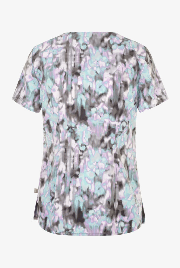 Blusa médica estampada Healing Hands Color Flow STRETCH con cuello en V y 3 bolsillos para mujer - null - 2