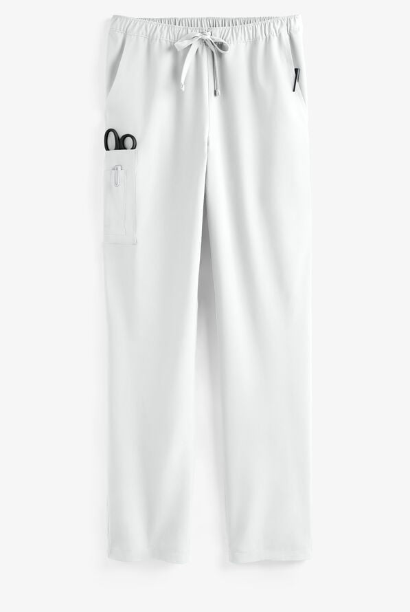 Easy STRETCH Morgan Unisex 5-Pocket Drawstring Scrub Pants - White - 1