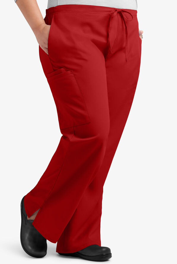 Pantal&oacute;n m&eacute;dico Butter-Soft Core Petite con cord&oacute;n y 4 bolsillos para mujer - Red - 4
