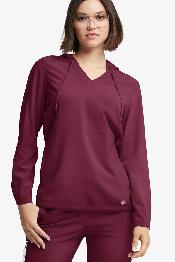 Sudadera médica Easy STRETCH con capucha y 4 bolsillos para mujer - Wine - 2