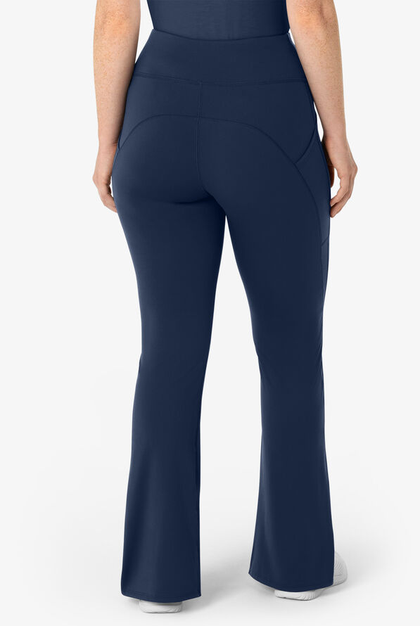 Wink Renew Knit Women's 5-Pocket STRETCH Yoga Waist Flare Leg Scrub Pants - Navy - 2