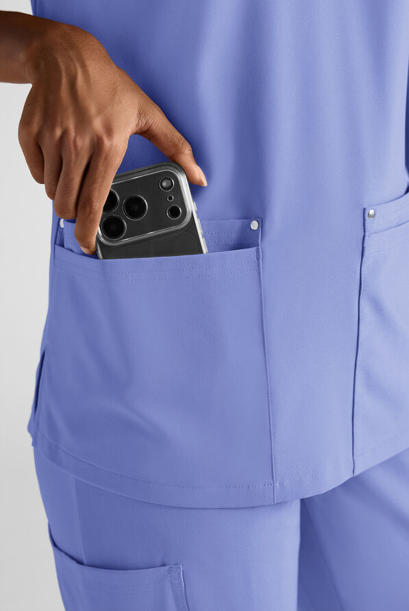 Easy STRETCH Women's 8-Pocket Scrub Set - Petite - Ceil Blue - 5