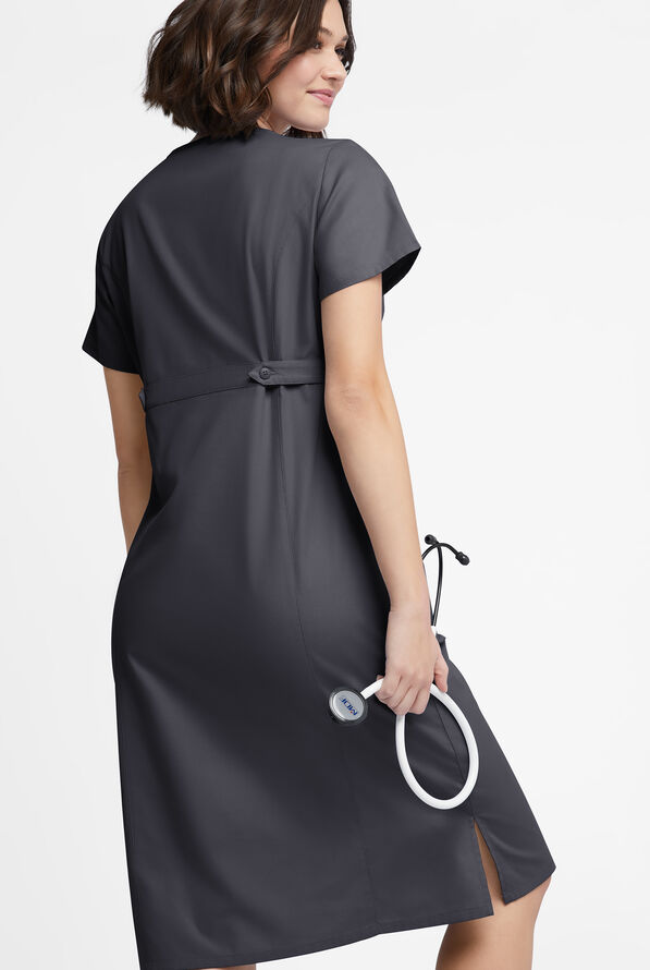 Butter-Soft Originals Women's 4- Pocket V-Neck Empire Waist Dress - Pewter - 3