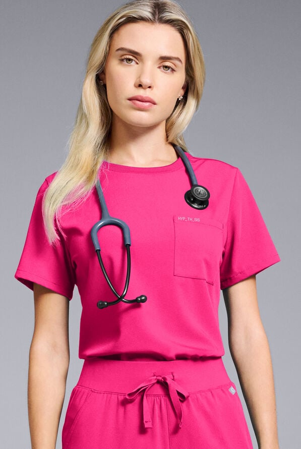 Blusa médica Hypothesis Base con cuello redondo para mujer - Reactive Pink - 1