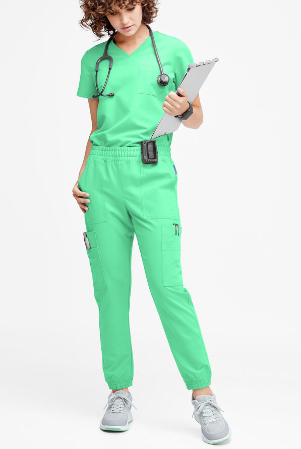 Movement by Butter-Soft Cephei Women's 11-Pocket Jogger Scrub Pants - Neo Mint - 4