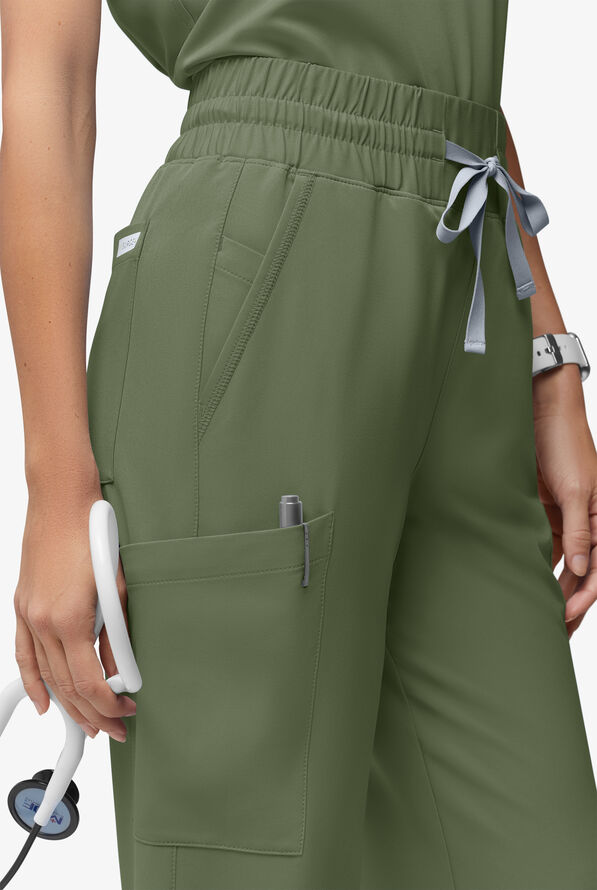 ReSurge Crystal Women's 7-Pocket High Waisted Wide Leg Pant - Tall - Light Olive - 3