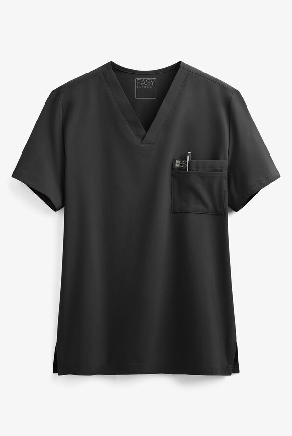 Easy STRETCH Riley Unisex 3-Pocket V-Neck Scrub Top - Onyx Black - 1