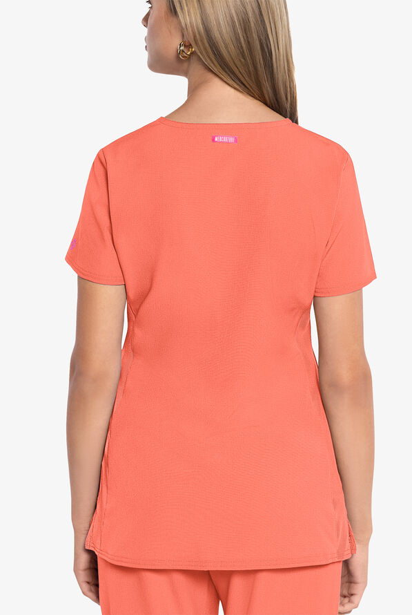 Med Couture Amp Women's 3-Pocket STRETCH V-Neck Scrub Top - Coral Fusion - 3