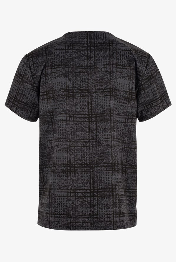 Dickies EDS Plaid Distress Men's 1-Pocket STRETCH V-Neck Print Scrub Top - null - 2