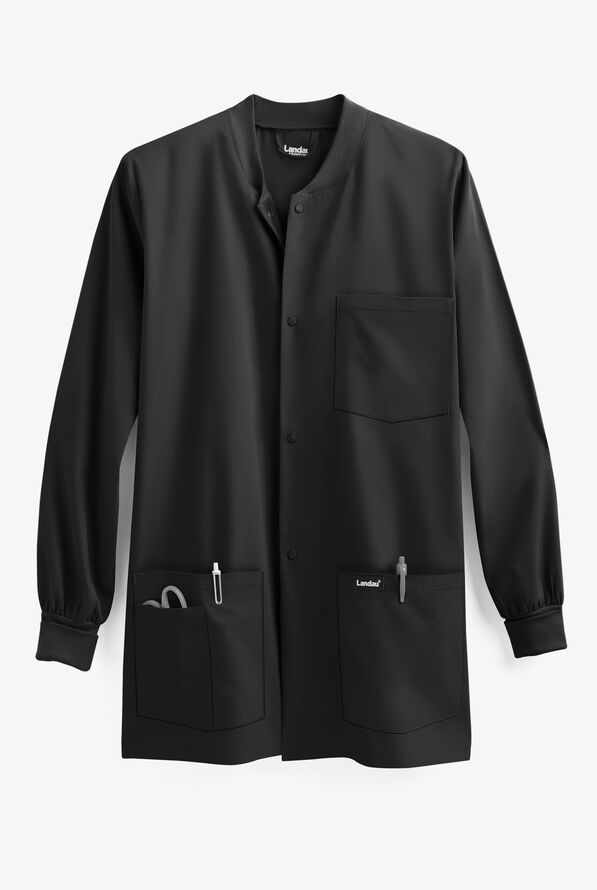 Landau Men's 5-Pocket Warm-Up Scrub Jacket - Black - 1