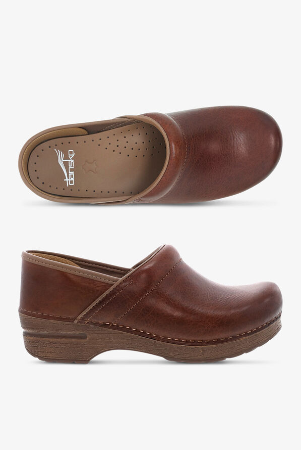 Dansko Women's Professional Saddle Full Grain Leather Nursing Clogs - Brown - 1