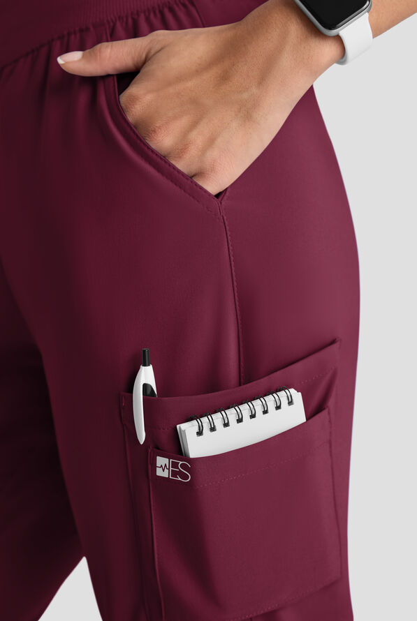 Conjunto de uniforme m&eacute;dico Easy STRETCH con 10 bolsillos para mujer - Wine - 6