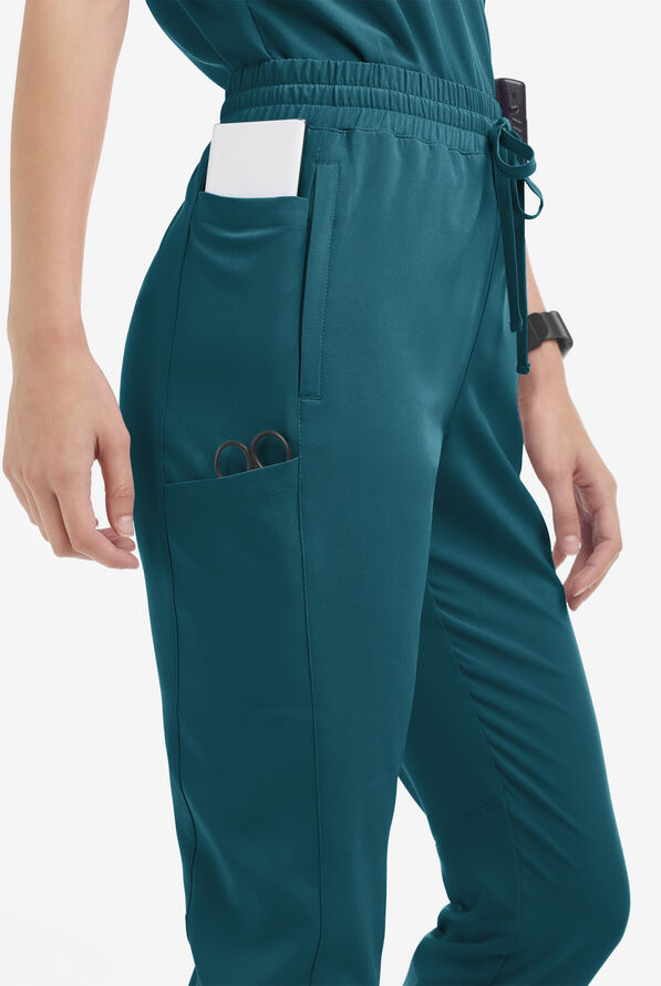 Pantal&oacute;n m&eacute;dico Easy STRETCH Kourtney estilo jogger con piernas delgadas modernas y 5 bolsillos para mujer - Caribbean Blue - 3
