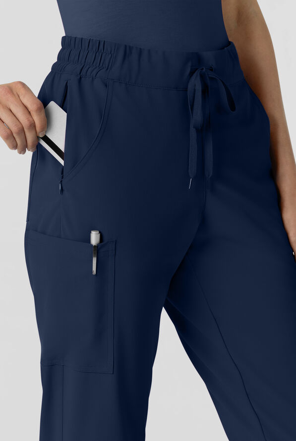 Wink Renew Women's 6-Pocket STRETCH Flat Front Drawstring Cargo Jogger Scrub Pant - Navy - 2