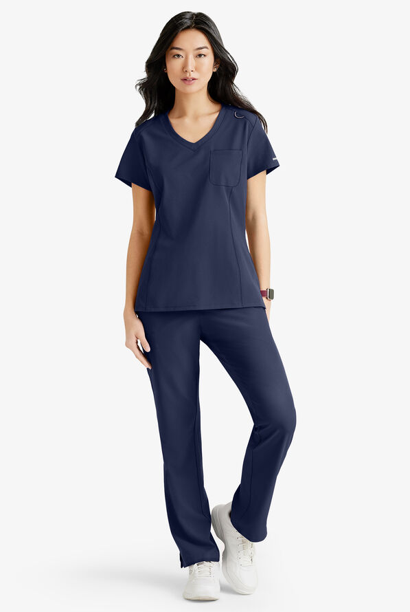Blusa médica Skechers by Barco Dignity STRETCH con cuello en V y 1 bolsillo para mujer - Navy - 2