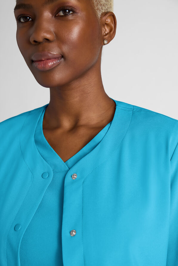 Easy STRETCH Rachel Women's 3-Pocket Snap Front Scrub Jacket - Turquoise - 5