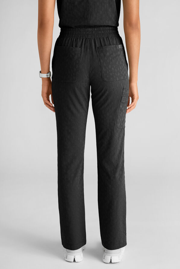 Easy STRETCH Naya Women's Jacquard 6-Pocket Straight Leg Scrub Pant - Onyx Black - 6