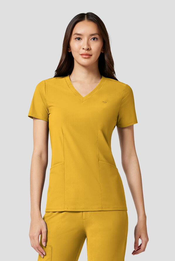 Blusa m&eacute;dica Infinity PURSUIT STRETCH con cuello en V y 2 bolsillos para mujer - Butterscotch - 2