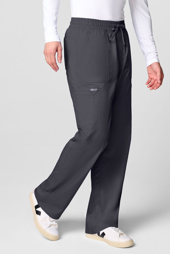 Cherokee Workwear Revolution Men's 12-Pocket STRETCH Drawstring Straight Pants - Pewter - 4