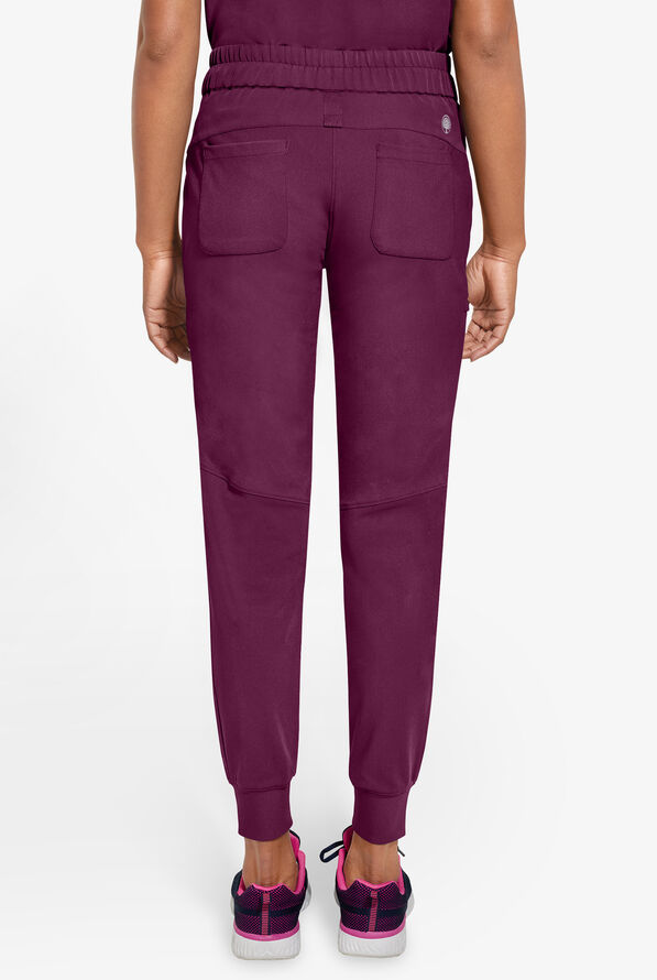 Healing Hands 360 Naya Women's 6-Pocket STRETCH Elastic Jogger Drawstring Scrub Pants - Wine - 3