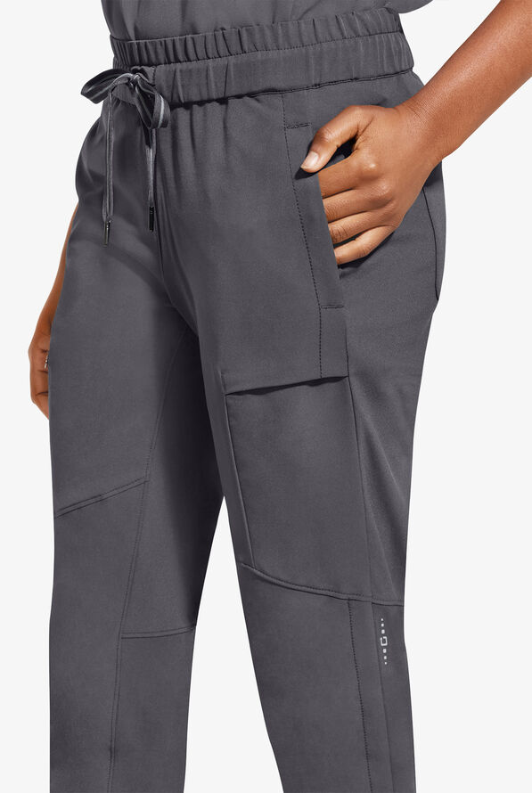 Healing Hands 360 Naya Women's 6-Pocket STRETCH Elastic Jogger Drawstring Scrub Pants - Pewter - 2