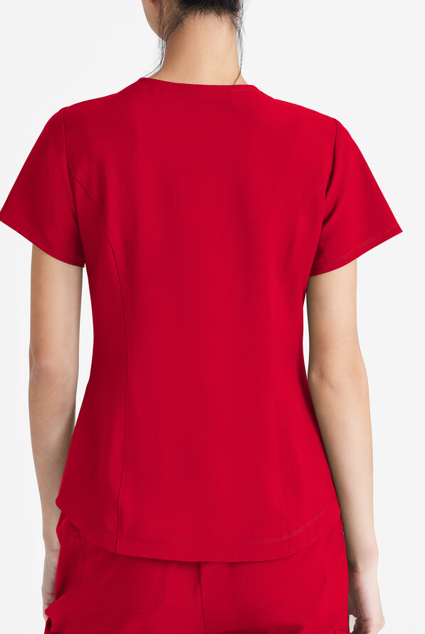 Grey's Anatomy by Barco Evolve STRETCH Rhythm Women's 2-Pocket V-Neck Scrub Top - Red - 3