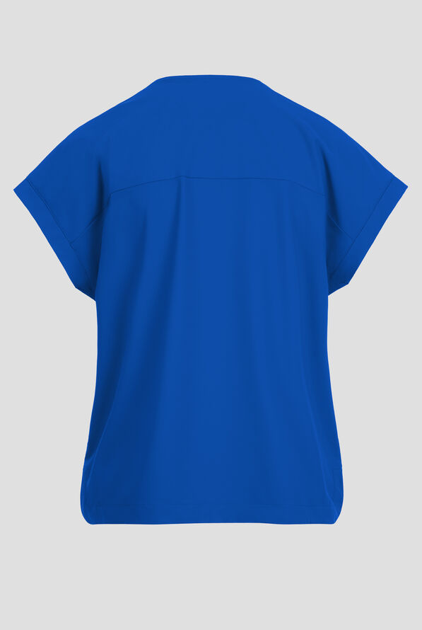 Blusa médica Infinity Pursuit STRETCH con cuello en V de punto acanalado y 1 bolsillo para mujer - Royal - 3